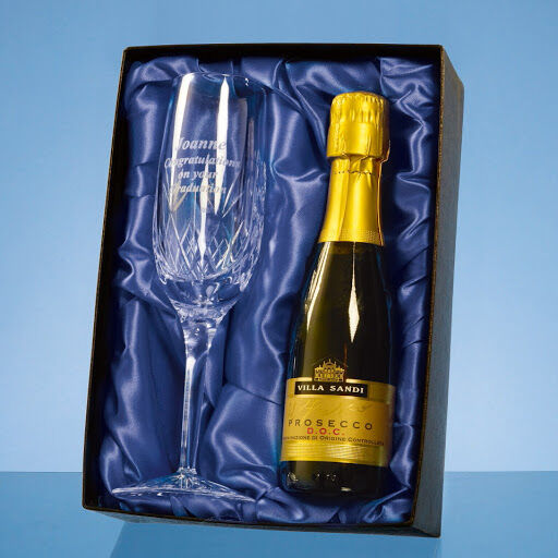 Engraved Crystal Champagne Flute & Bottle Set