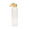 Glass bottle with bamboo lid and sleeve