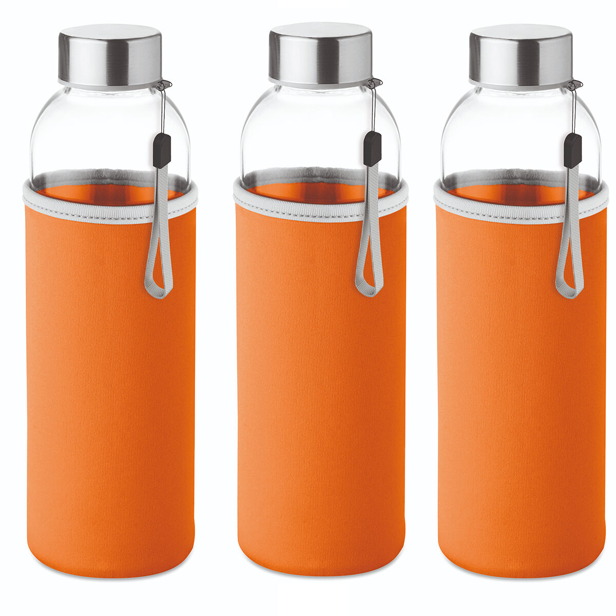 Glass travel bottle with neoprene pouch