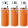 Slim glass bottle 500 ml with coloured neoprene sleeve orange