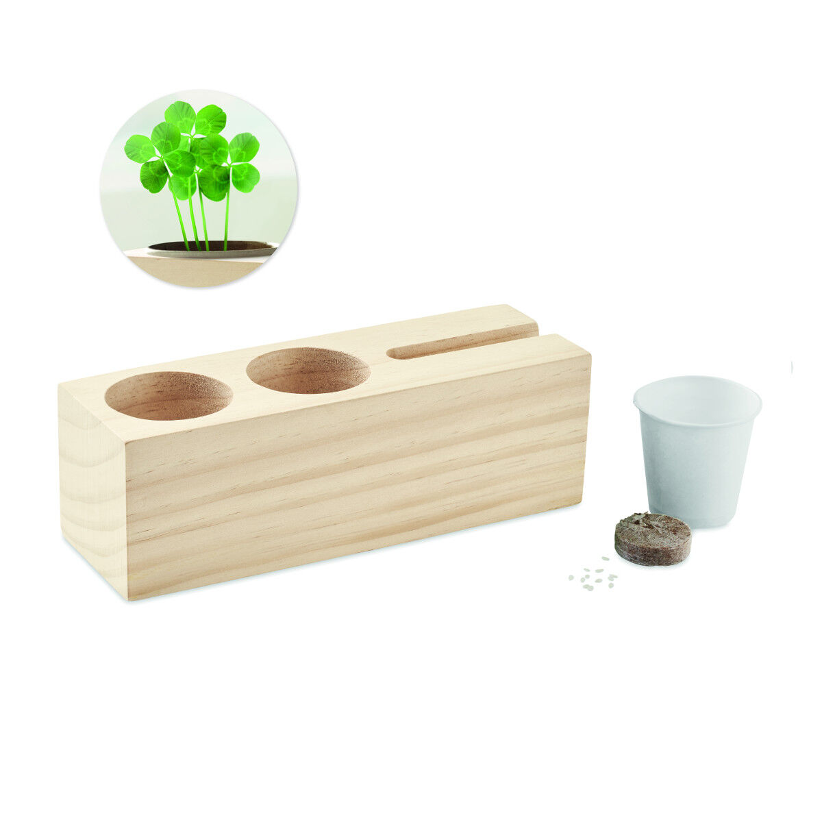 Wooden Desk Tidy & Plant Pot