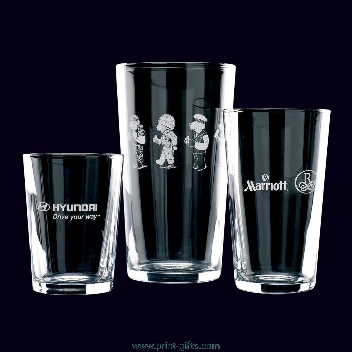 Printed or Engraved Straight Pint Glasses