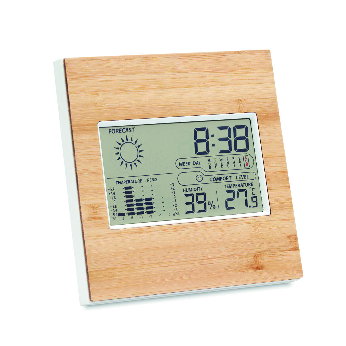 Weather station with bamboo front