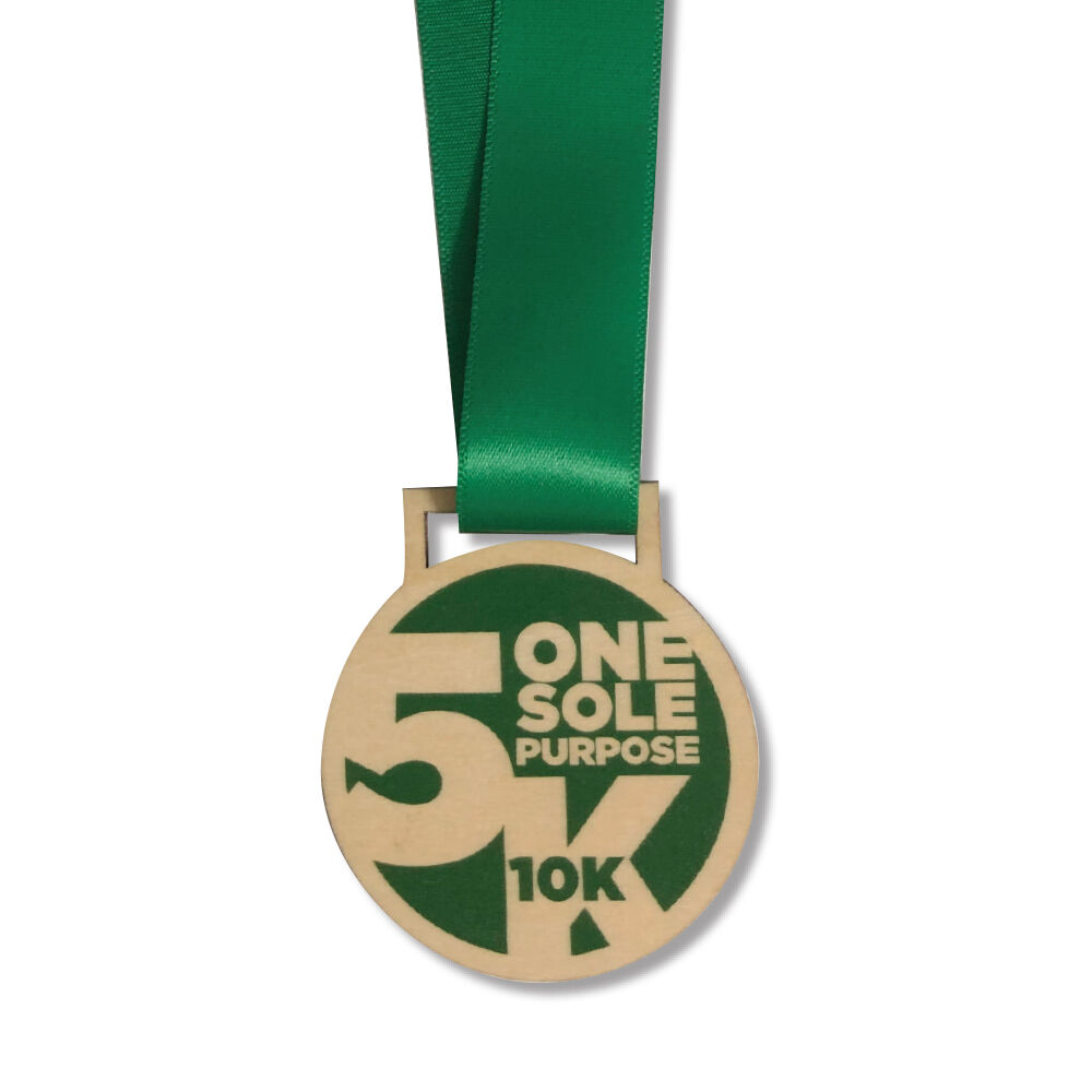 Wooden Medal with Recycled Ribbon