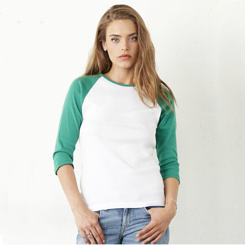 Bella & Canvas Ladies Sleeve Contrast T-shirt White / Kelly Green Bella & Canvas Ladies Sleeve Contrast T-shirt White / Kelly Green