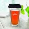 Double walled takeaway glass with silicone lid (sample branding) Double walled takeaway glass with silicone lid (sample branding)