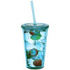 Transparent Plastic Cup With Lid & Straw - aqua
