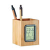 Bamboo penholder with digital calendar