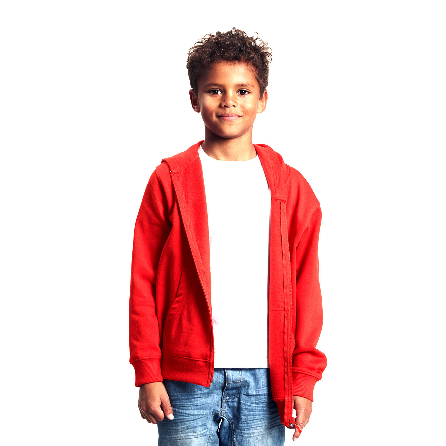 Neutral Brand Red Organic Kids Hoodie with Zip Neutral Brand Red Organic Kids Hoodie with Zip