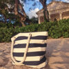 Custom Branded Canvas Beach Bags Blue Stripes