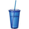 Transparent Plastic Cup With Lid & Straw - blue