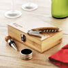 Wine set in bamboo box includes a corkscrew (sample branding)