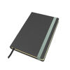Casebound notebook with optional page marker and wide strap