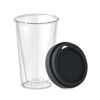 Double walled takeaway glass with silicone lid