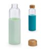 Glass Bottle with Bamboo Lid & Silicone Sleeve Colours Glass Bottle with Bamboo Lid & Silicone Sleeve Colours