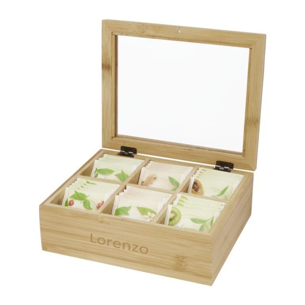 Bamboo Display Case For Tea Bags (sample engraving)