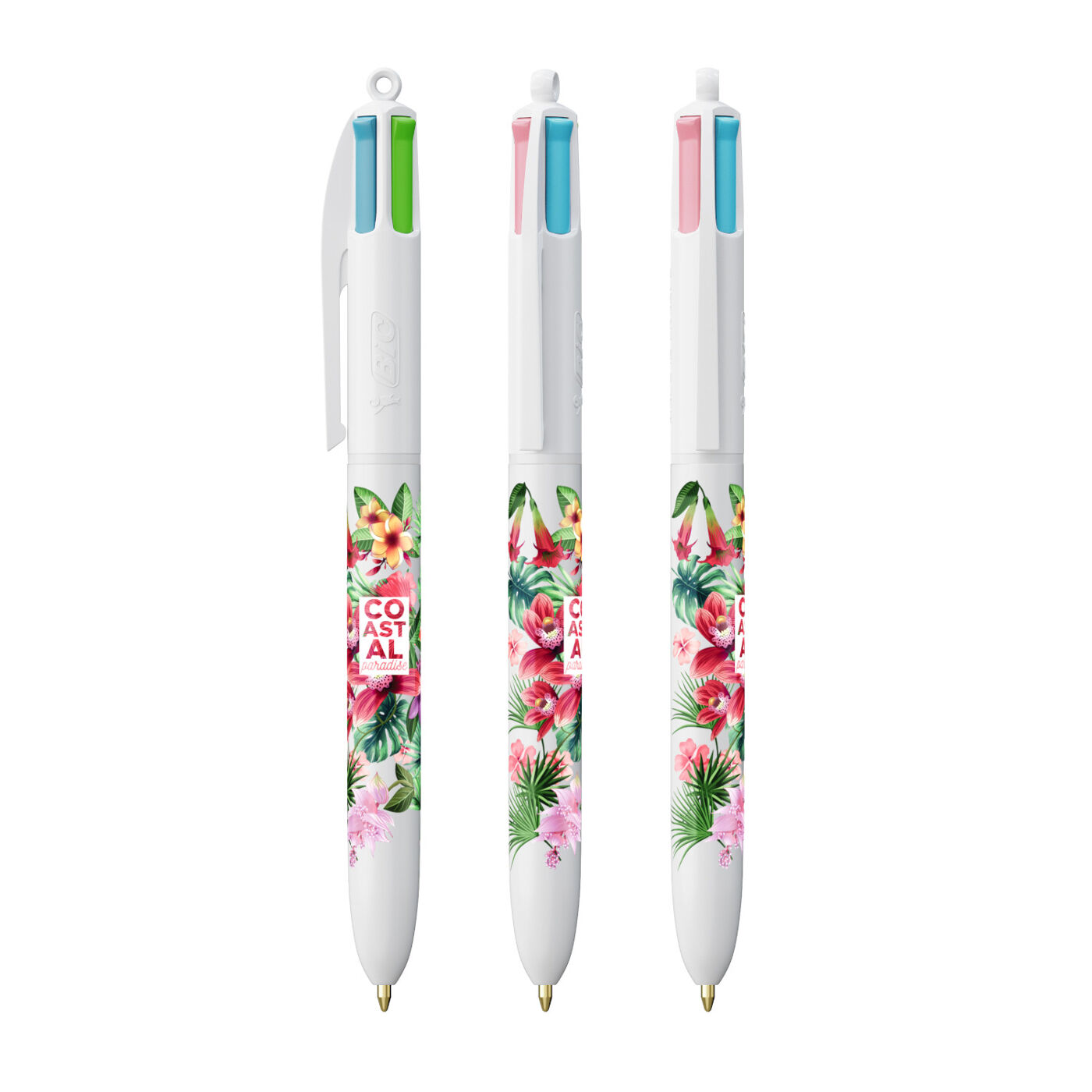 BIC 4-Colours Fashion Pen (white with sample branding)