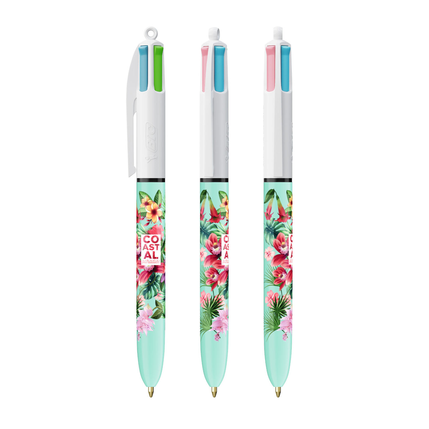 BIC 4-Colours Fashion Pen (light blue with sample branding)