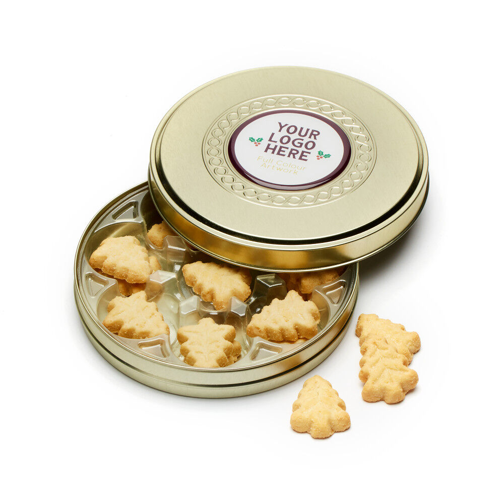 Branded Gold Tin of Christmas Shortbreads