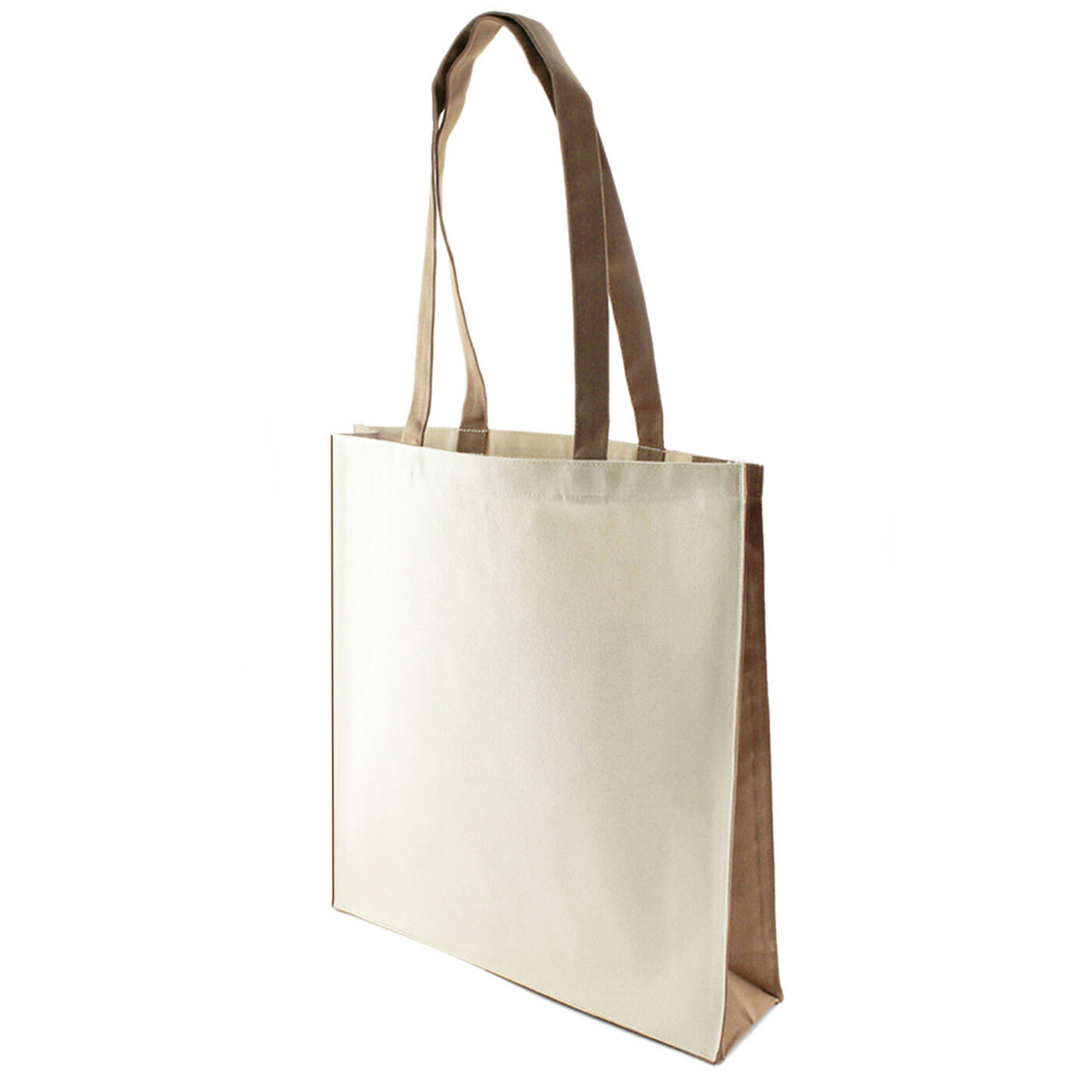 Canvas Shoppers with Colour Trim - Mocha