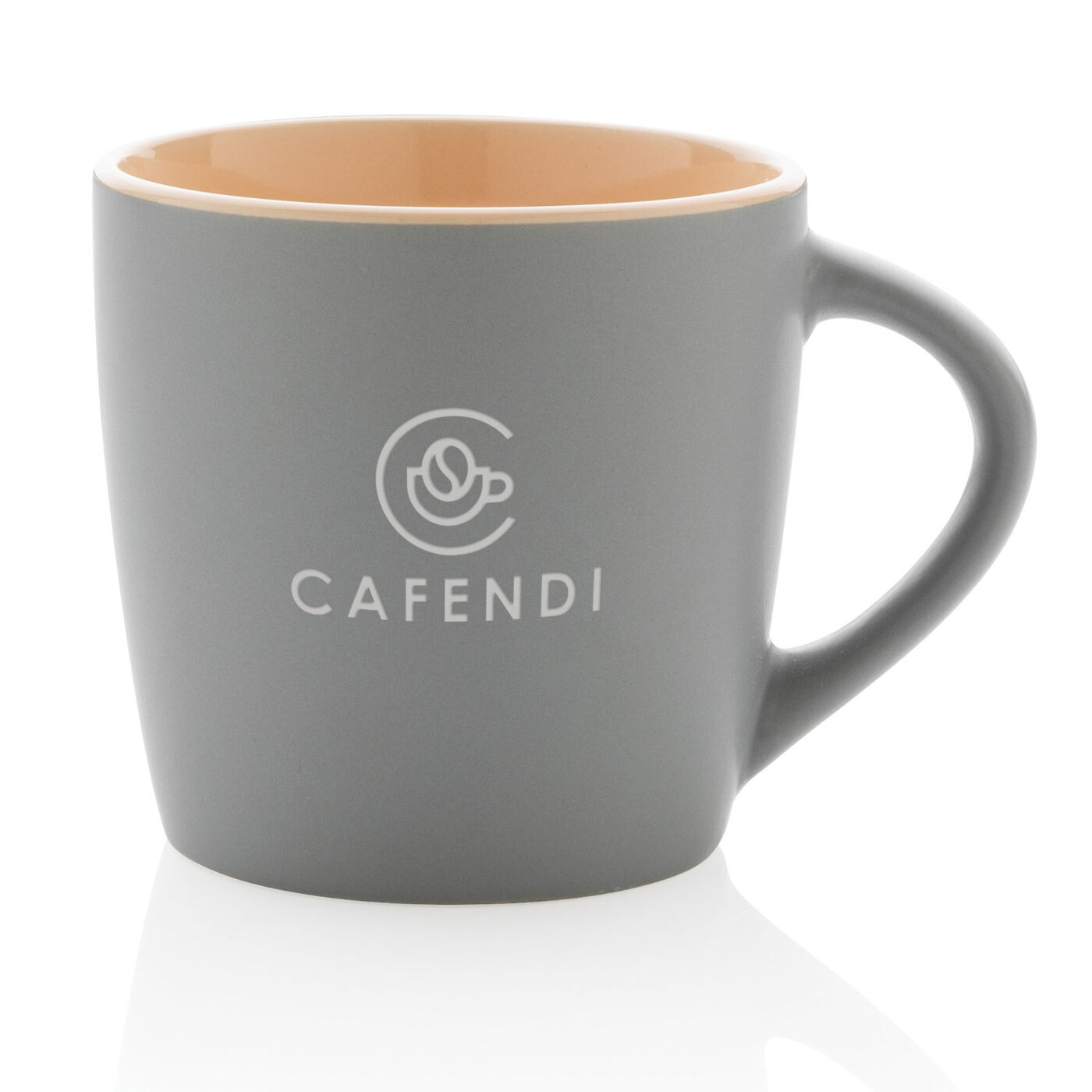 Grey mug with brown inner (with sample branding)