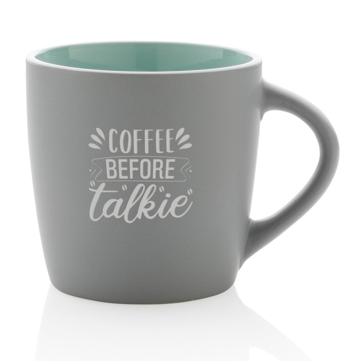 Grey mug with green inner (with sample branding)