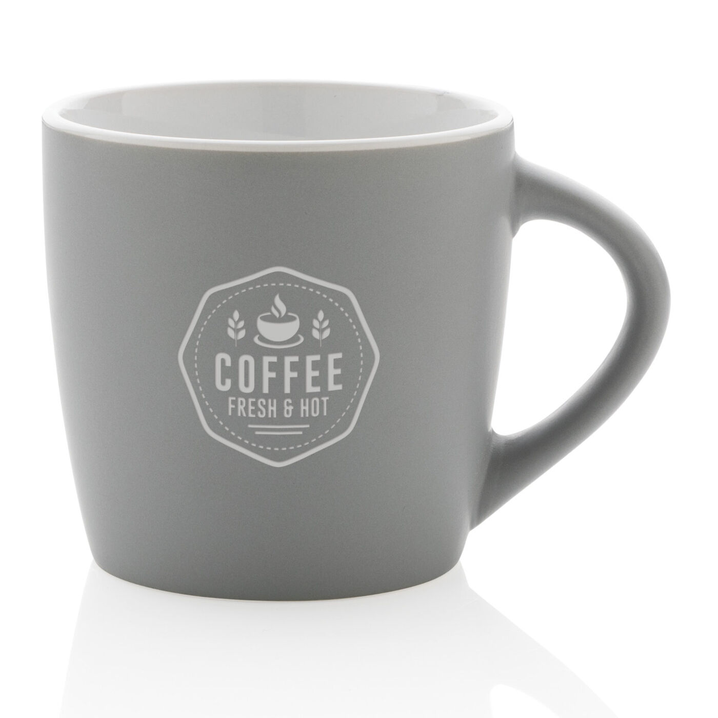 Grey mug with white inner (with sample branding)