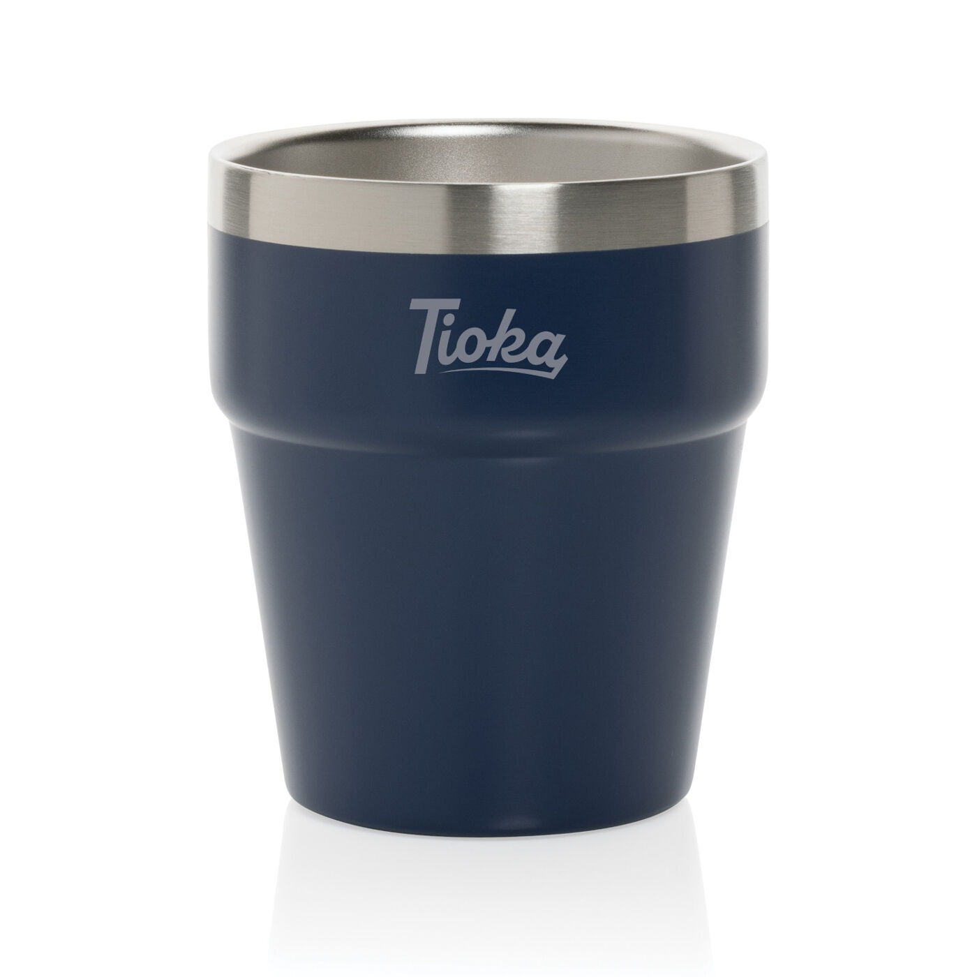 Clark Recycled Steel Cup (navy with sample branding)