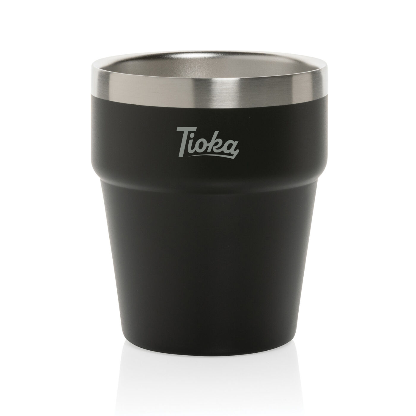 Clark Recycled Steel Cup (black with sample branding)