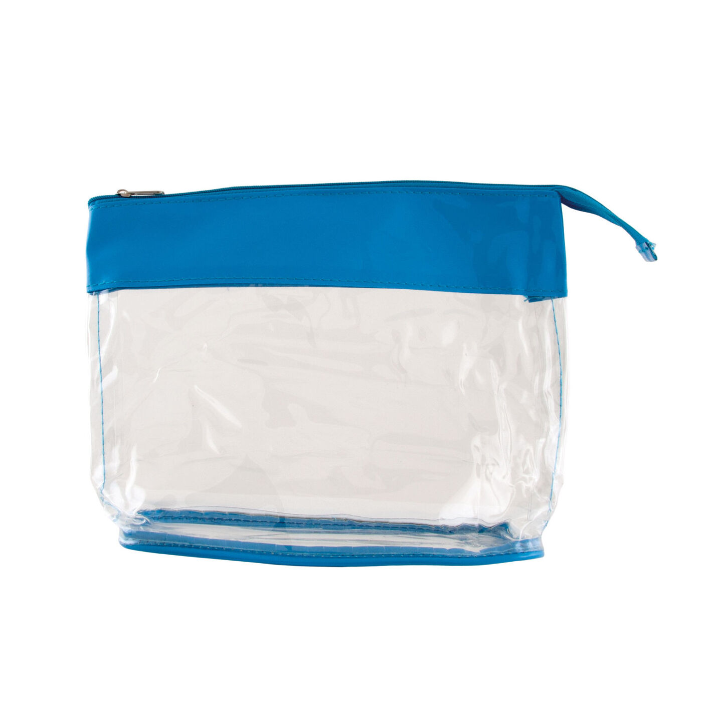 Transparent Cosmetics Bag with Coloured Trim - Blue