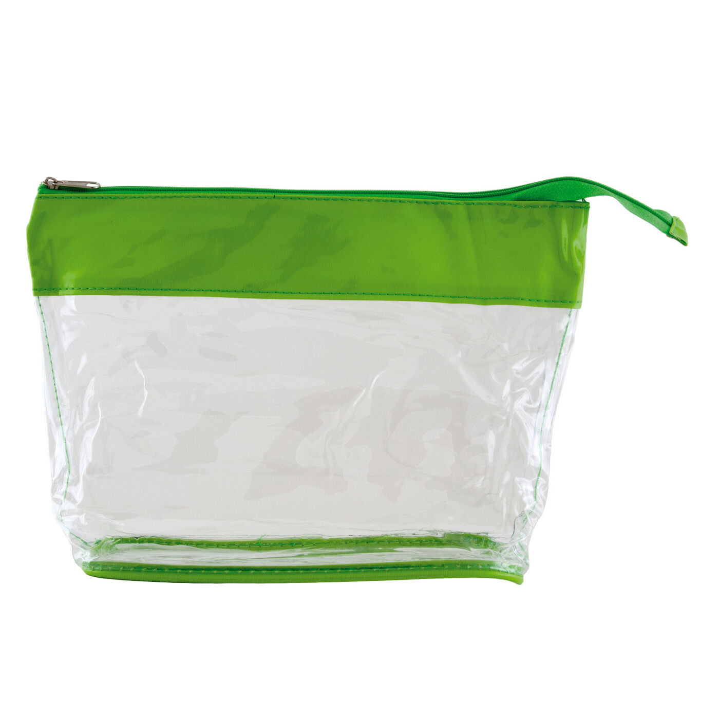 Transparent Cosmetics Bag with Coloured Trim - Green