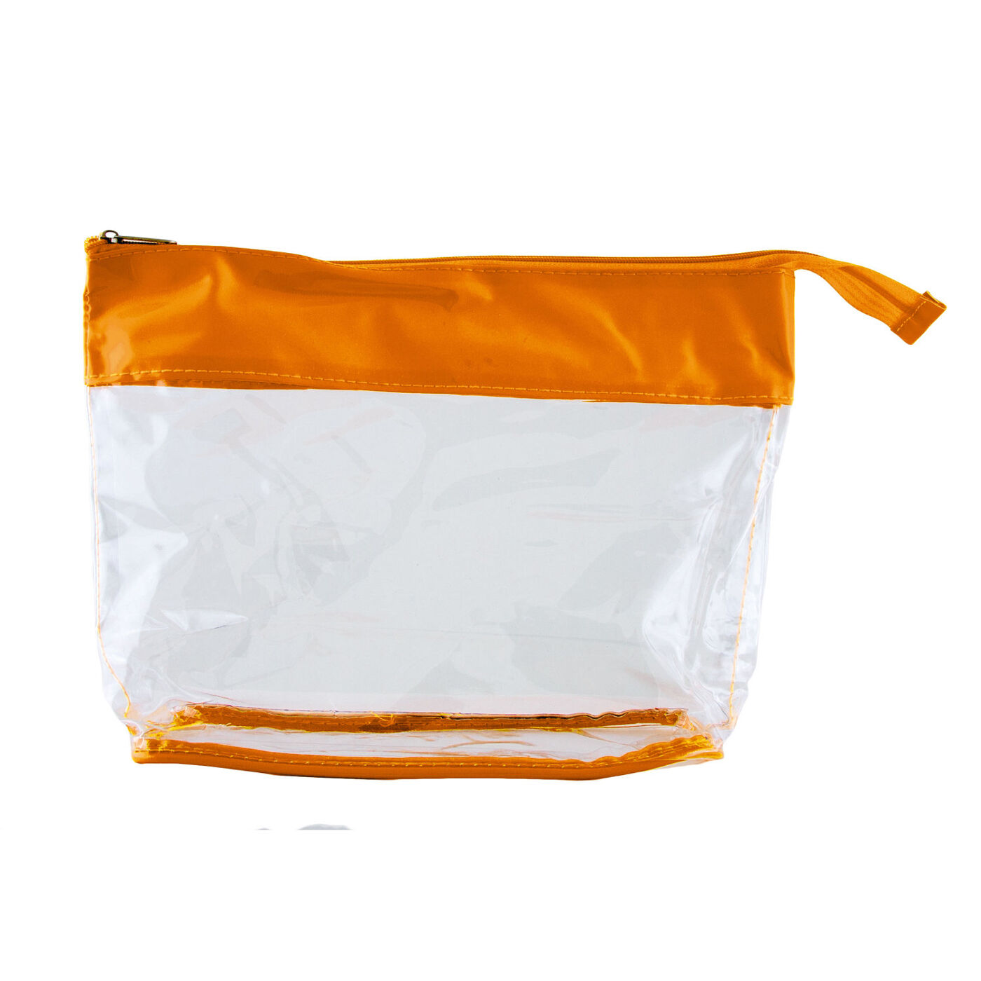 Transparent Cosmetics Bag with Coloured Trim - Orange