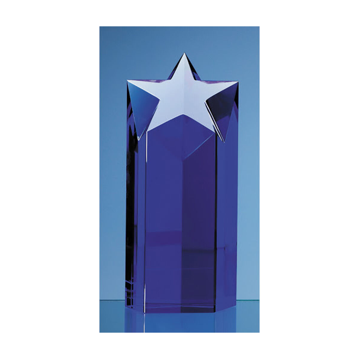 Crystal Star Column Awards for Engraving Sapphire Blue
