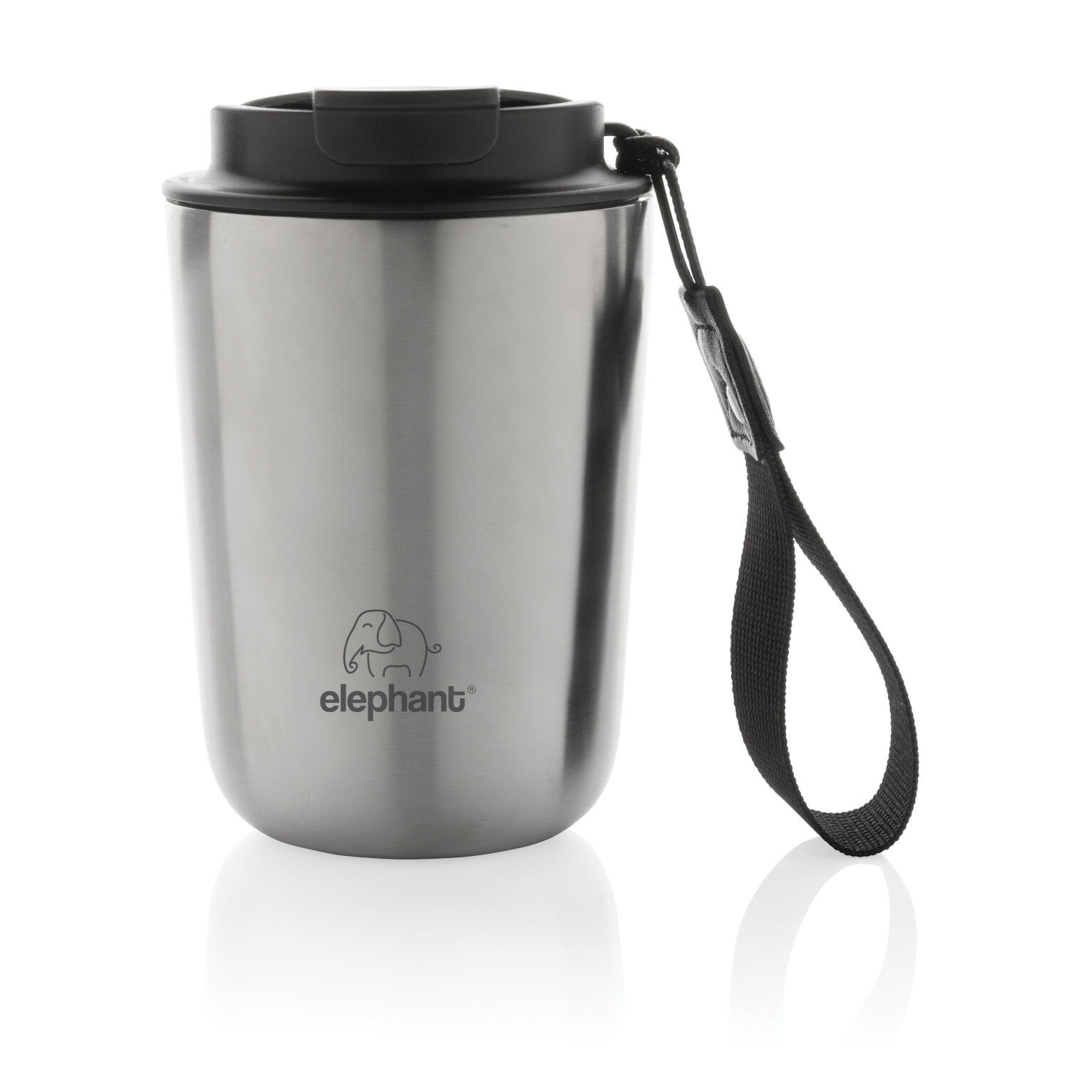Cuppa Tumbler with Lanyard (silver with sample branding)
