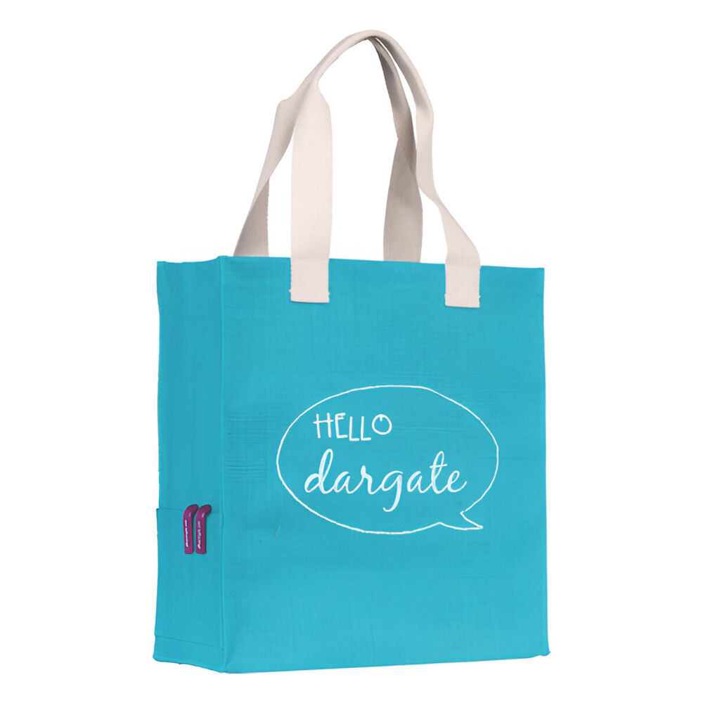 Dargate Eco Jute Tote Bag (blue with sample branding)