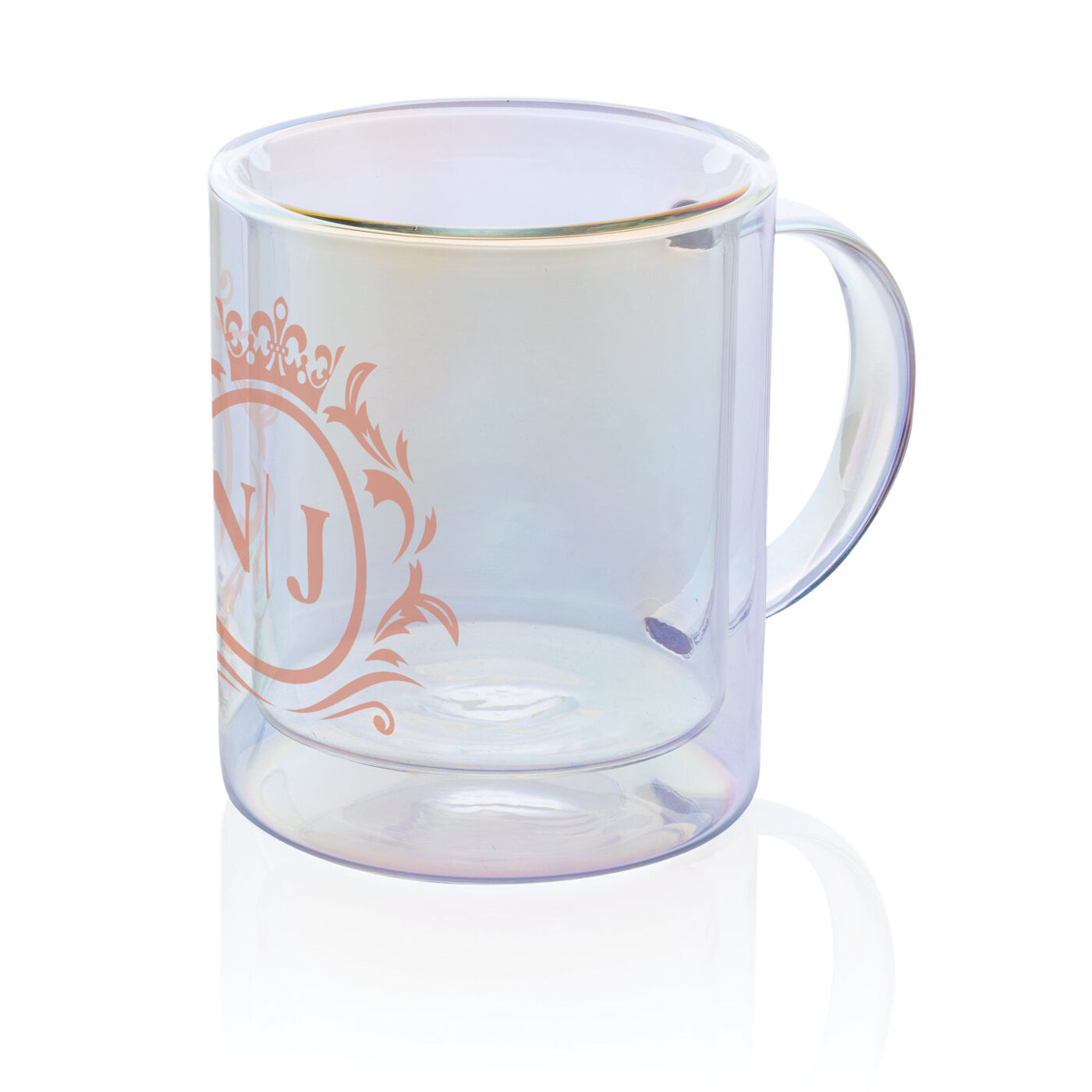 Deluxe Double Wall Electroplated Glass Mug (sample branding)