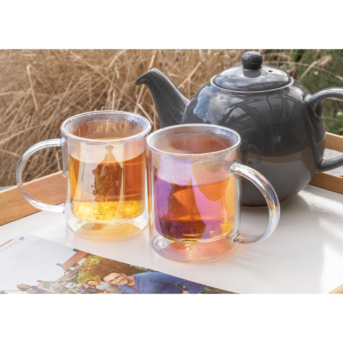 Double Wall Electroplated Glass Mug