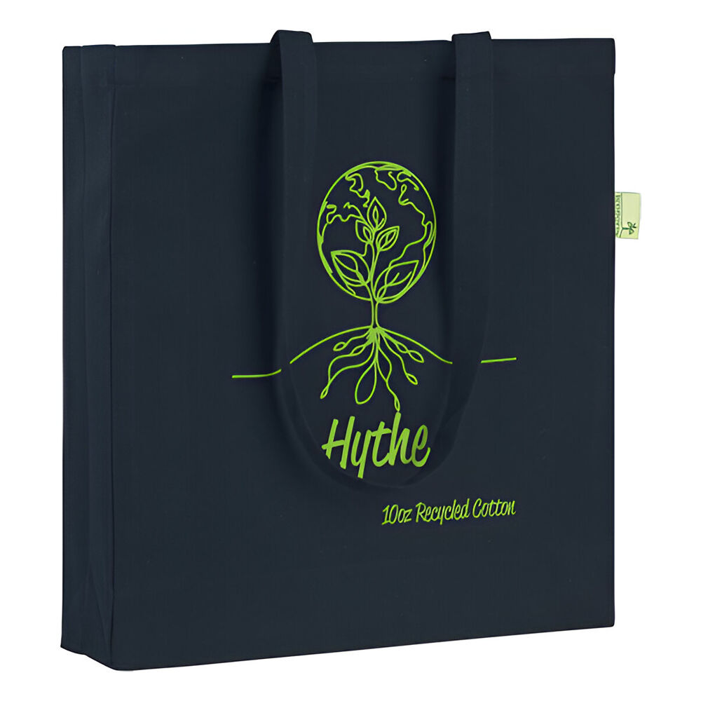 Hythe Recycled 10oz Polycotton Shopper (navy with sample branding)