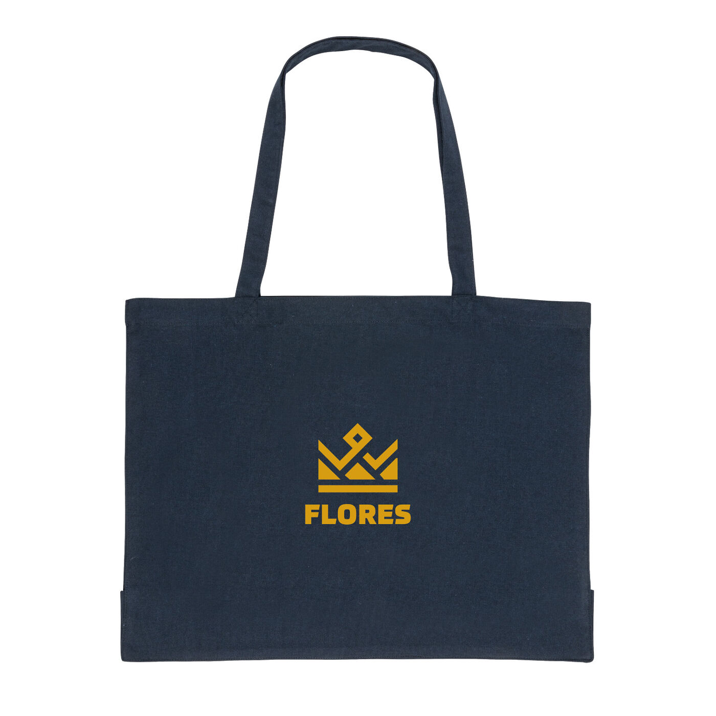 Impact AWARE Recycled Cotton Wide Tote (navy with sample branding)