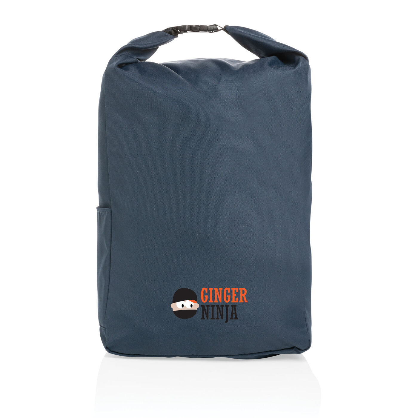 Impact Aware rPET Rolltop Backpack (navy with sample branding)