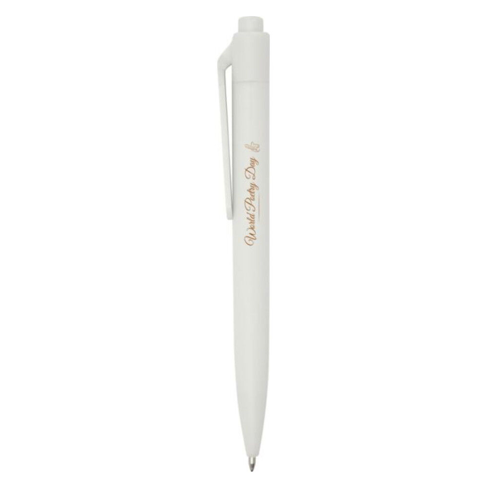 Marksman Stone Ballpoint Pen (white with sample branding)