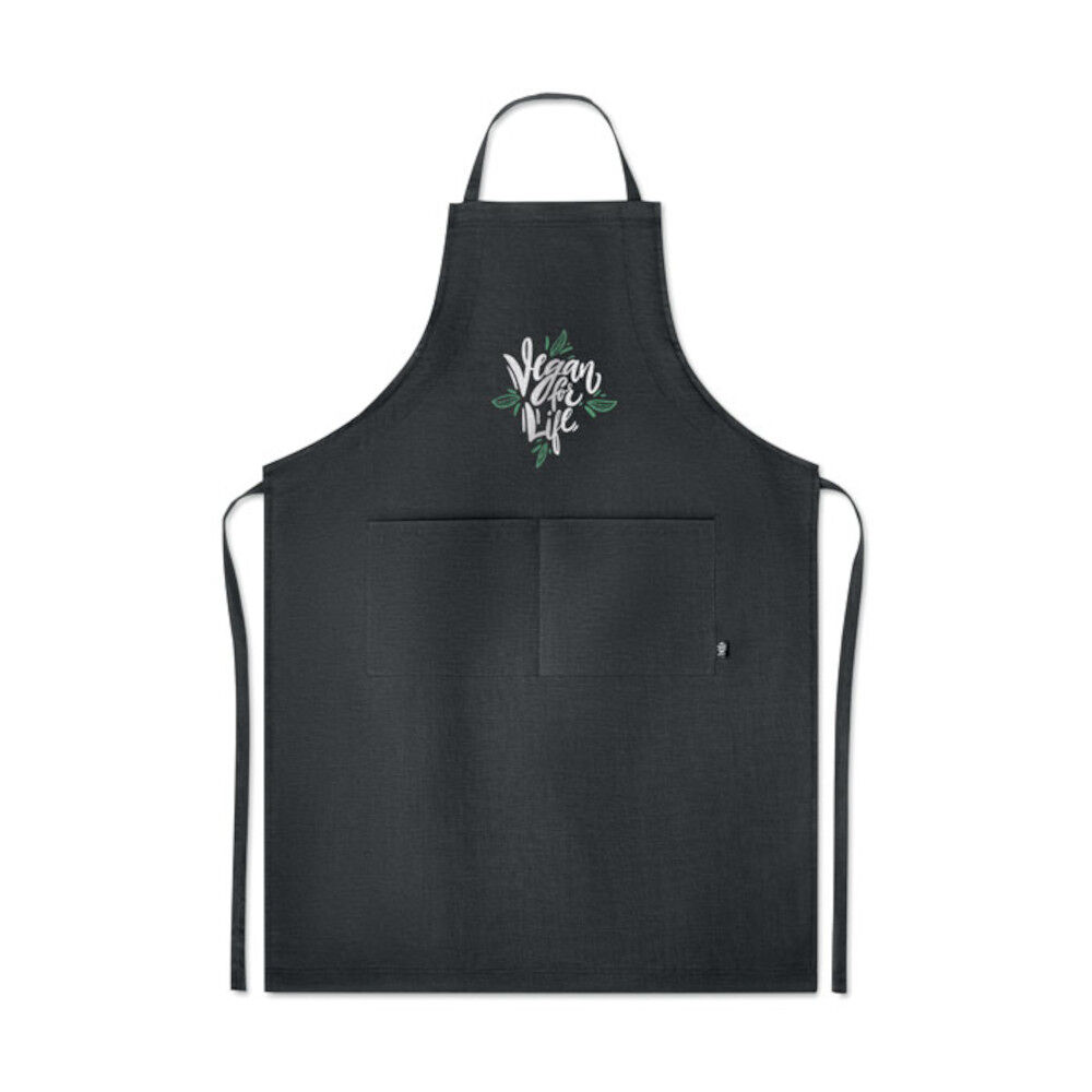 Naima Hemp Kitchen Apron (black with sample branding)