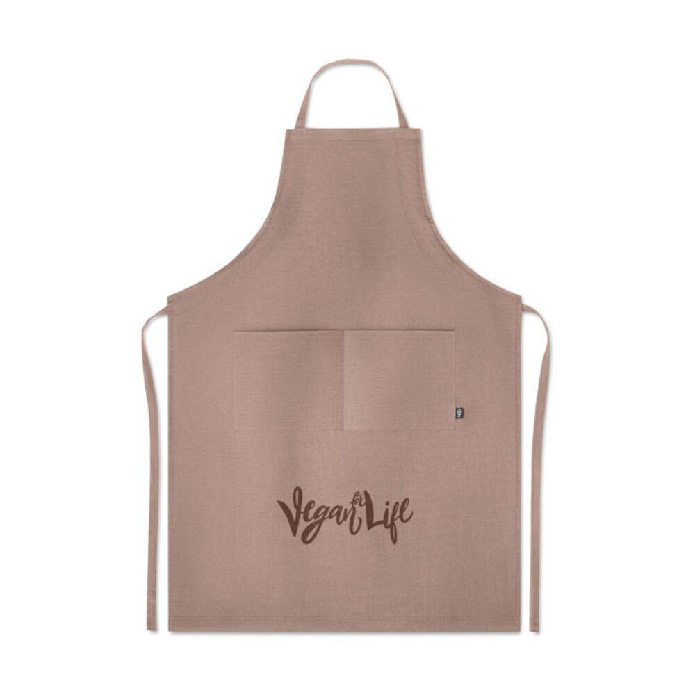 Naima Hemp Kitchen Apron (brown with sample branding)