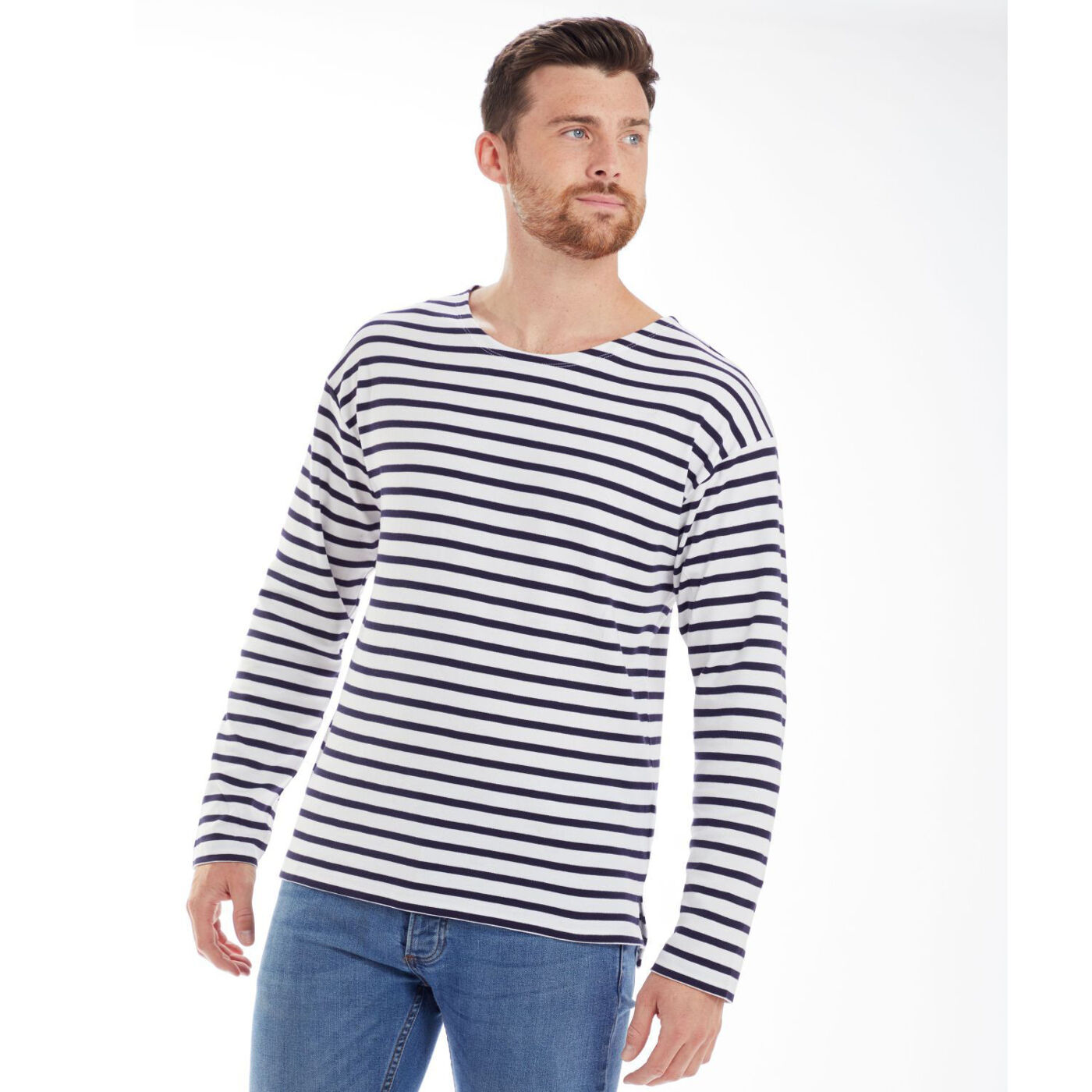 One By Mantis Unisex Breton Shirt (white navy)