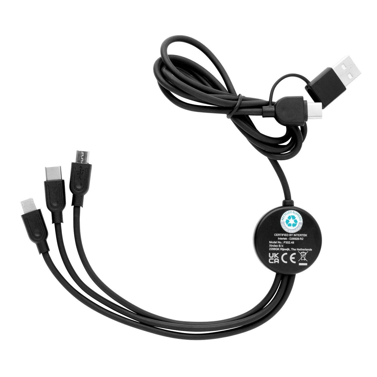 Recycled 6 in 1 USB Charging Cable (reverse view)