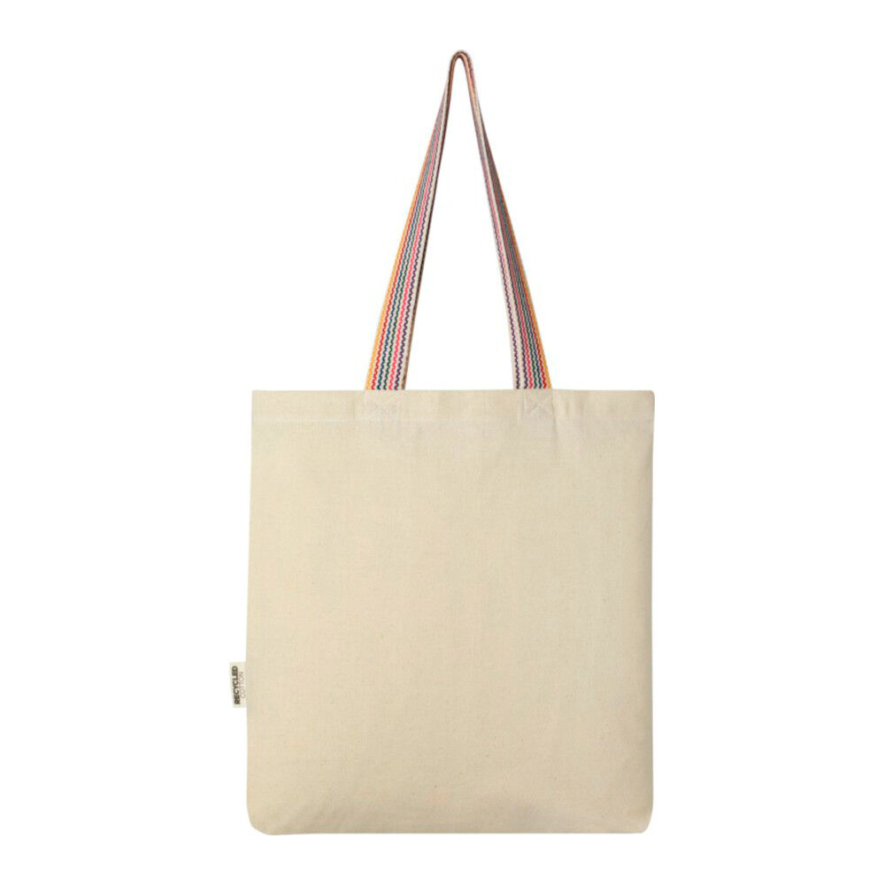 Recycled Tote Bag with Rainbow Handles