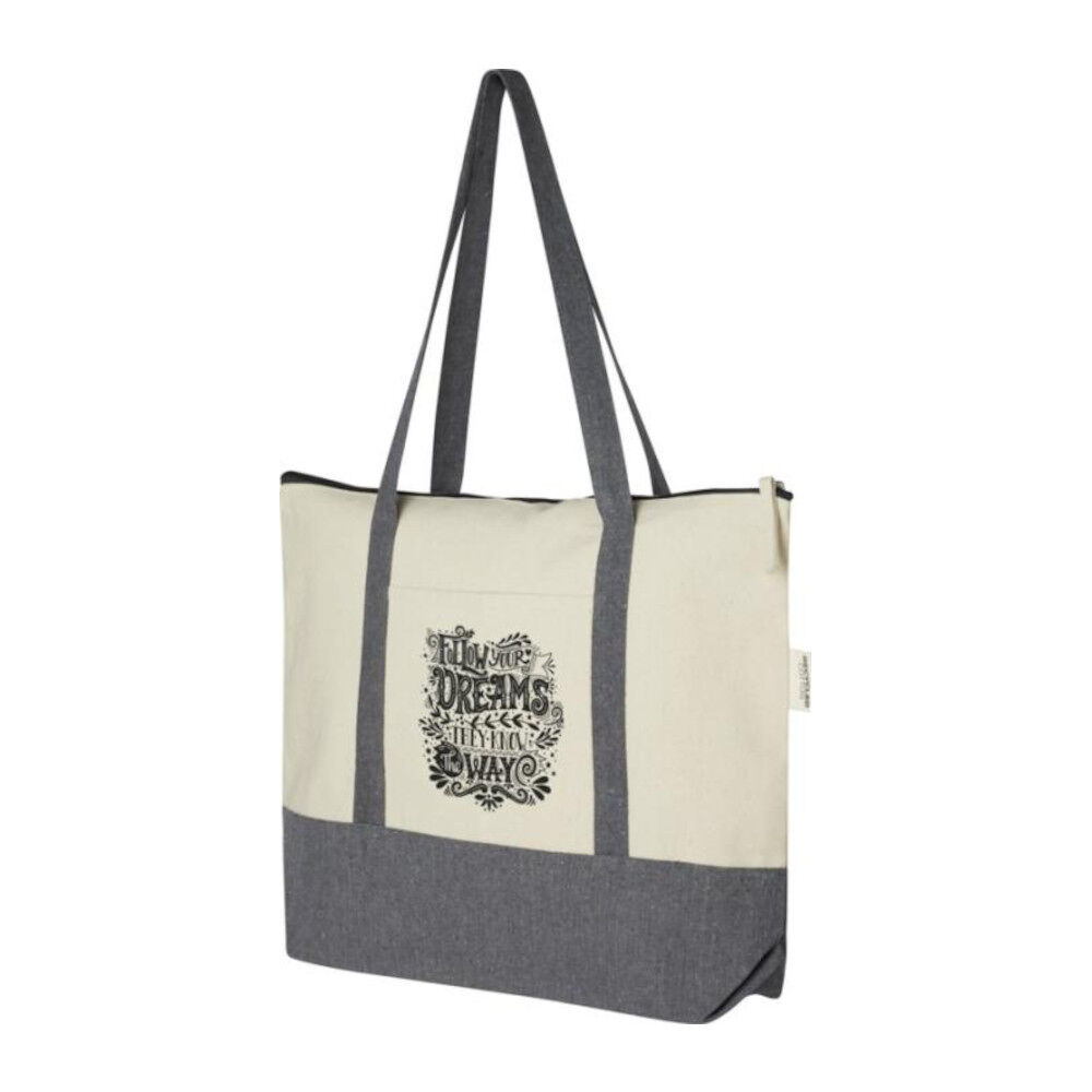 Recycled Polycotton Zippered Tote Bag