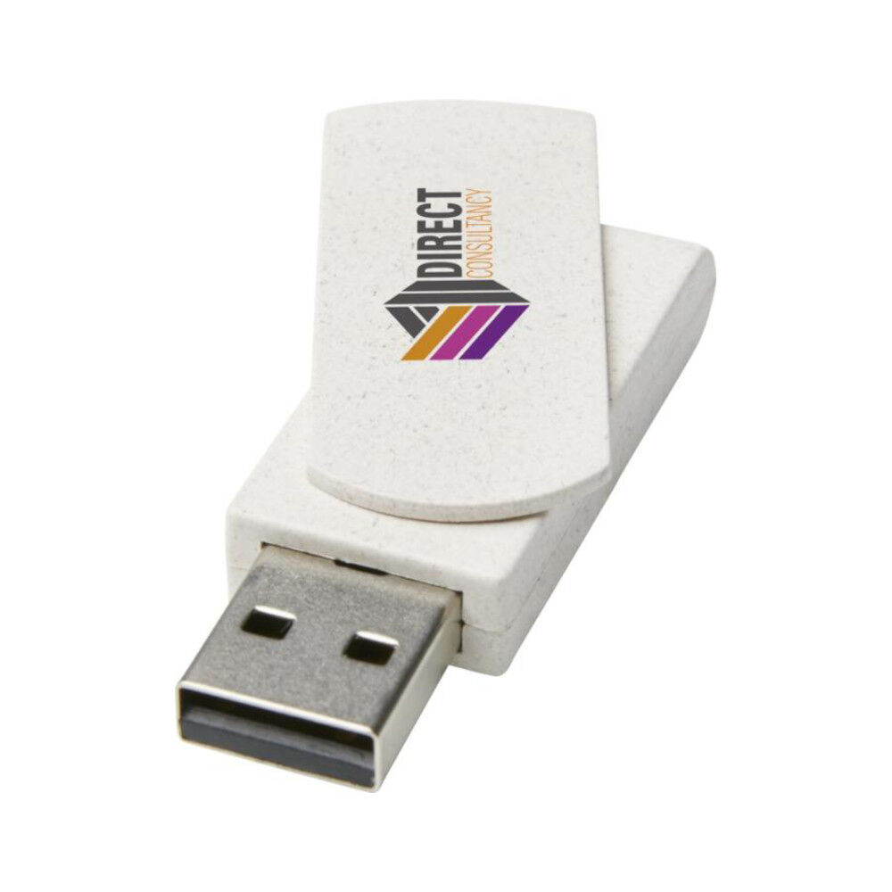 Rotate 8GB Wheat Straw USB Flash Drive (sample branding)