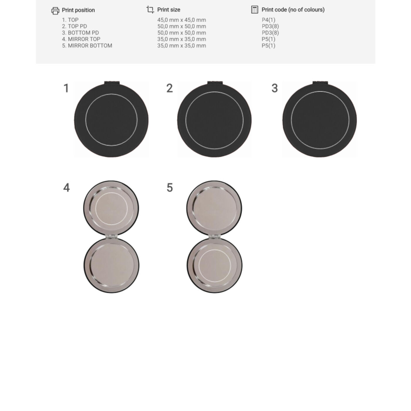 Round Double Mirror with Magnetic Closure