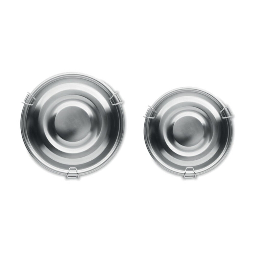 Set of Two Round Stainless Steel Lunch Boxes